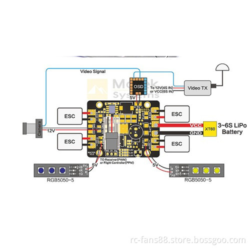Matek LED & POWER HUB 5in1 V3 Power Supply Board + BEC 5V 12v + Low Voltage Alarm+ Tracker